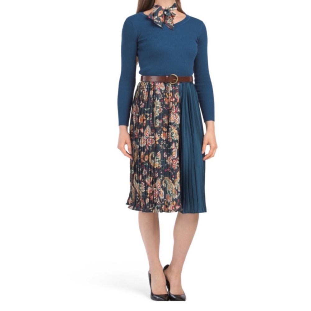 NEW| Dalia Macphee Paisley Pleated Dress - Picture 1 of 10